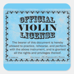 Violin License Square Sticker
