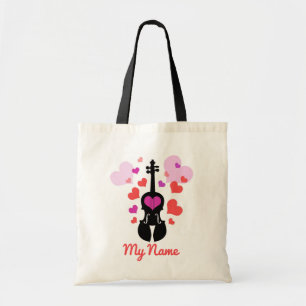 Violin Love and Hearts-Add Your Own Name Tote Bag