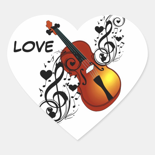 Violin,Lover at Heart_ Heart Sticker (Front)