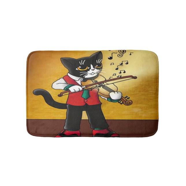 Violin Music Cat Bath Mat (Front)