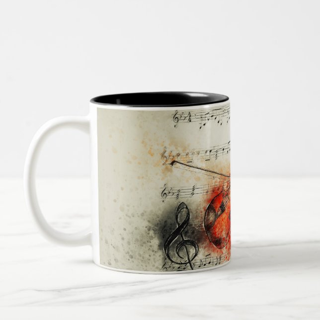 Violin Music Dance Concert Waltz Man Woman Two-Tone Coffee Mug (Left)