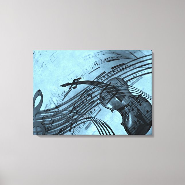 Violin Music Design in Light Blue Canvas Print (Front)