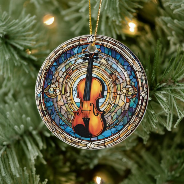 Violin Music Instrument Ceramic Ornament (Tree)
