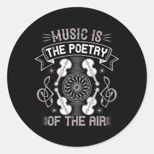 Violin - Music Is The Poetry Of The Air Classic Round Sticker