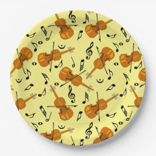 Violin Music Note Pattern Paper Plate