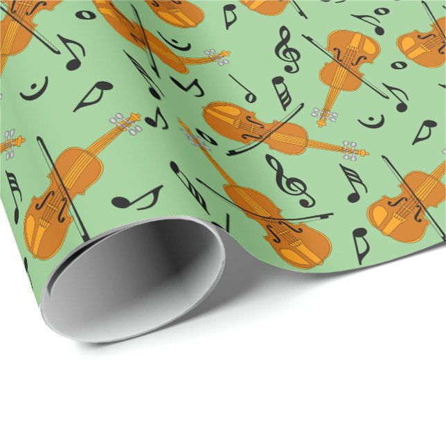 Violin Music Note Pattern Wrapping Paper (Roll Corner)