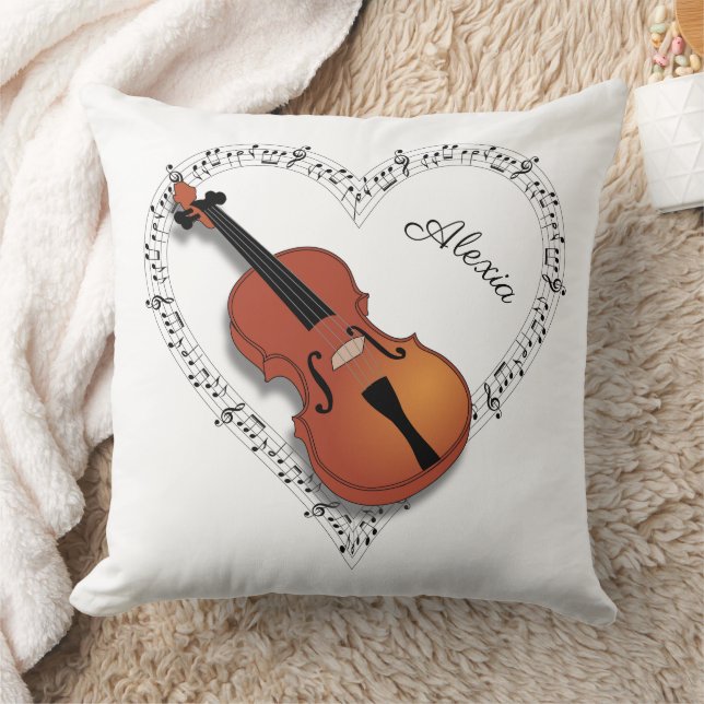 Violin Music Notes Throw Pillow (Blanket)