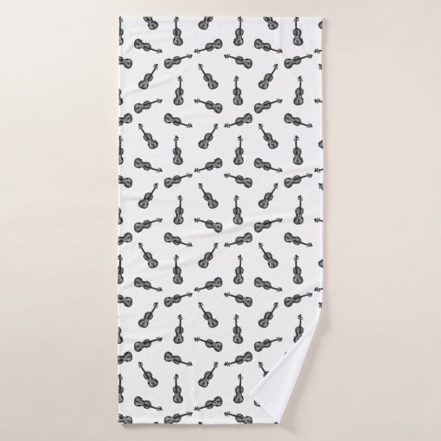 Violin Music Pattern CUSTOM BACKGROUND COLOR Bath Towel (Bath Towel)