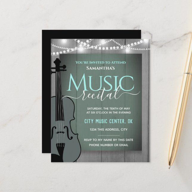 Violin Music Recital Formal Invitation (Front/Back In Situ)