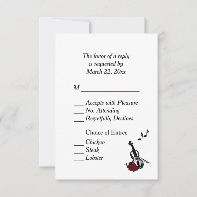 Violin Music RSVP with Entree Choices (Front)