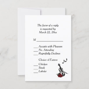 Violin Music RSVP with Entree Choices Card