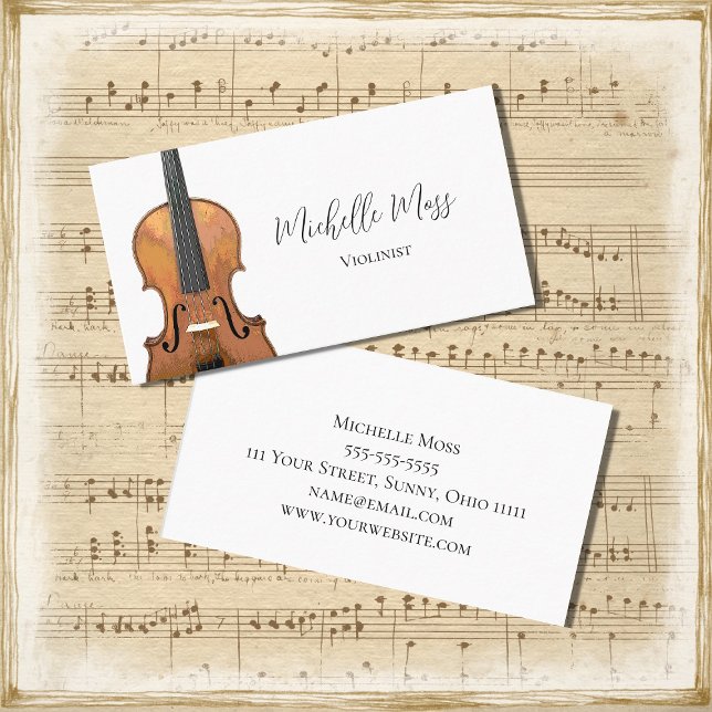 Violin Music Teacher Violinist  Elegant Business Card (Creator Uploaded)
