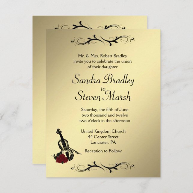 Violin Music Wedding Invitation   (Front/Back)