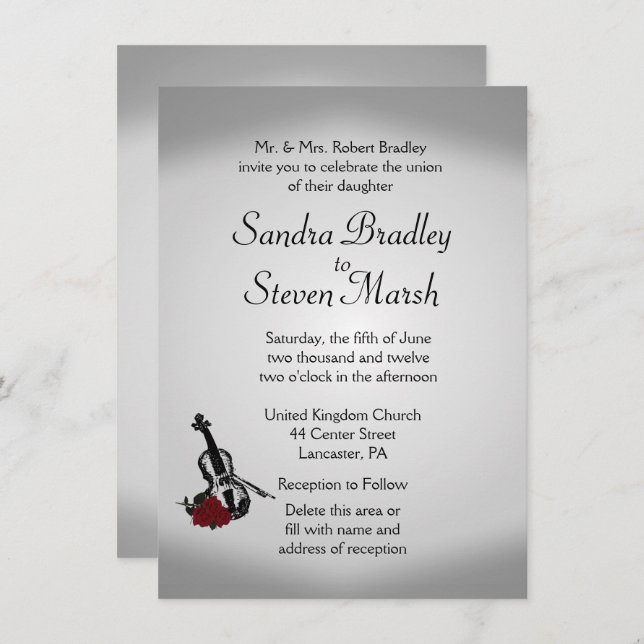 Violin Music Wedding Invitation (Front/Back)