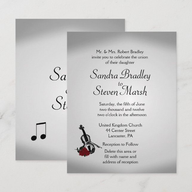 Violin Music Wedding Invitation (Front/Back)