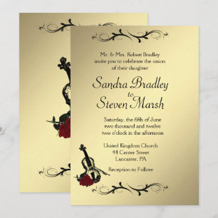 Violin Music Wedding Invitation  5" x 7"