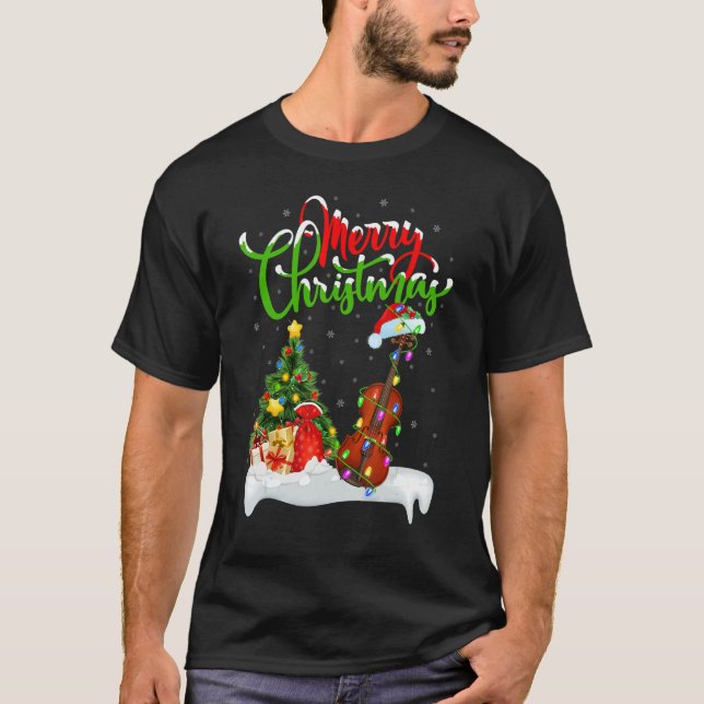 Violin Music   Xmas Decorations Santa Violin Chris T-Shirt (Front)