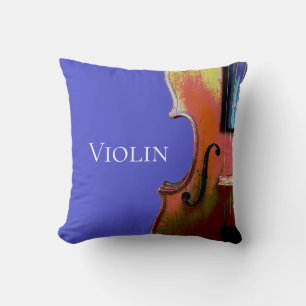 Violin Musical Abstract Orchestra Black and Blue Throw Pillow