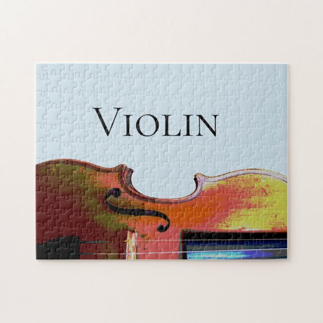 Violin Musical Instrument Blue Jigsaw Puzzle (Horizontal)