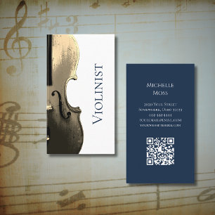 Violin Musician Orchestra Performer QR code Business Card