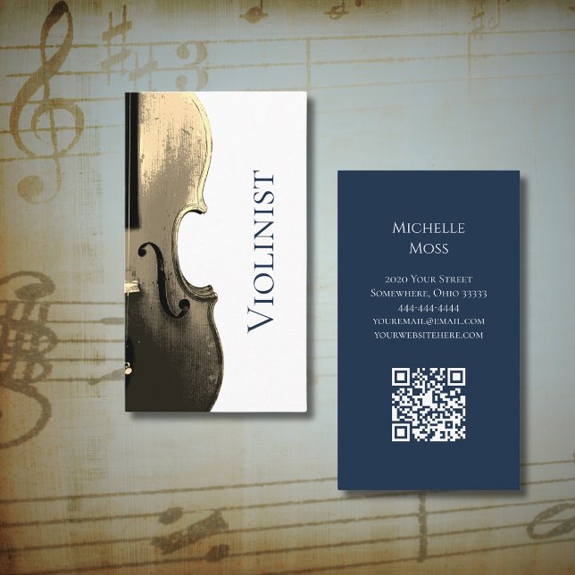 Violin Musician Orchestra Performer QR code  Business Card (Creator Uploaded)