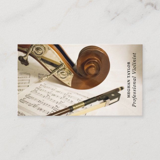 Violin Note Sheet, Professional Violinist Business Card (Front)