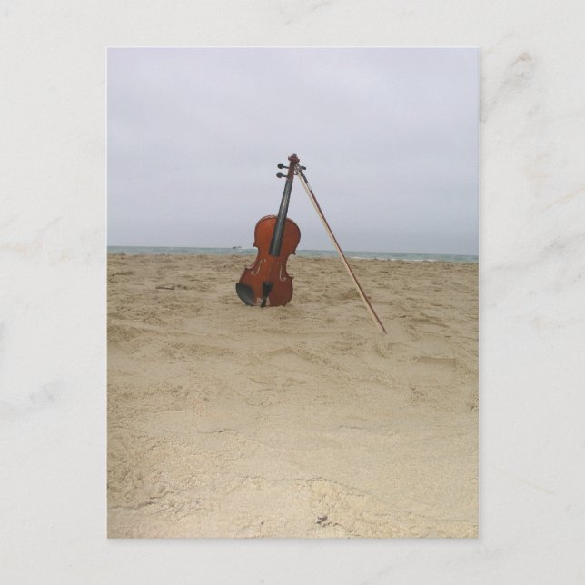 Violin on beach postcard (Front)