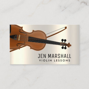 • violin on faux metallic effect business card