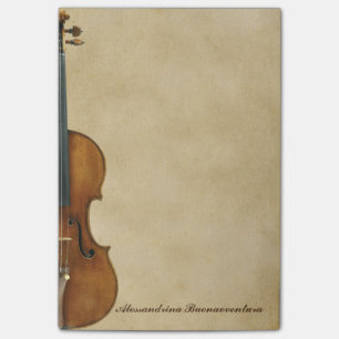 Violin on Parchment Look Customizable Name Post-it Notes
