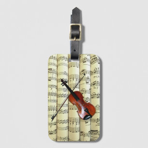 Violin On Rolled Sheet Music ~ Luggage Tag