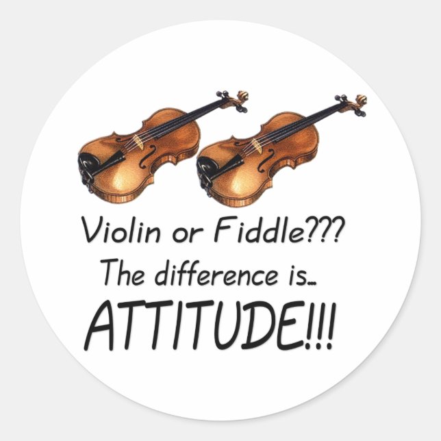 Violin or Fiddle??? Classic Round Sticker (Front)