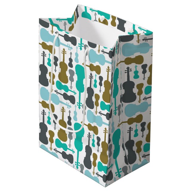 Violin or Viola Pattern Medium Gift Bag (Front Angled)
