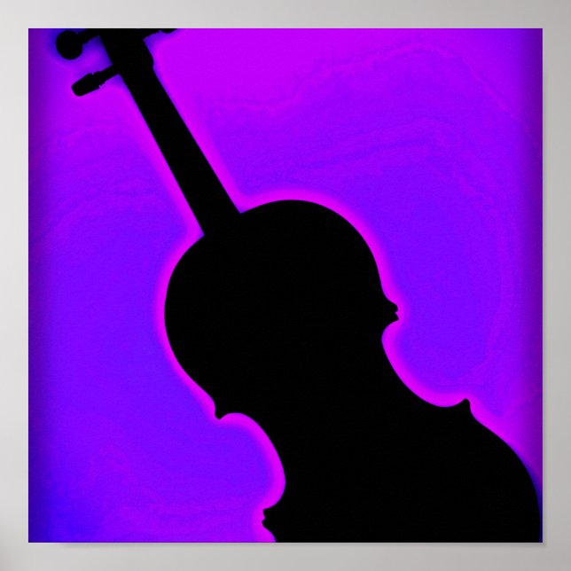 Violin or Viola Poster Blue Background (Front)