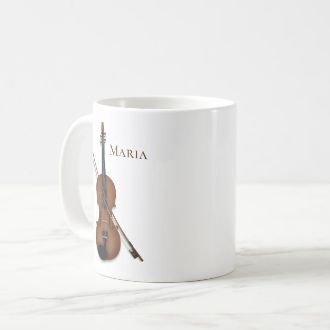 Violin or Viola with Bow Classical Music Custom Coffee Mug (Front Left)
