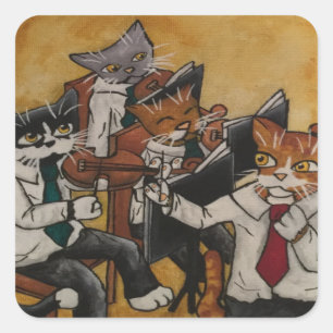 Violin Orchestral Cats Rectangular Sticker