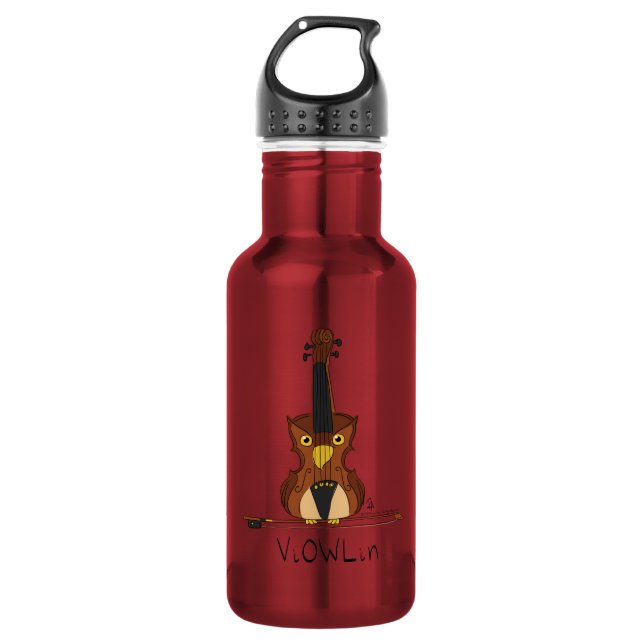 Violin Owl Cute Music Kids Teacher 532 Ml Water Bottle (Front)