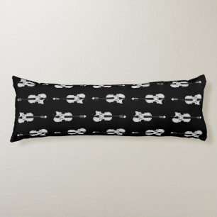 Violin Pattern - Black and White Body Pillow