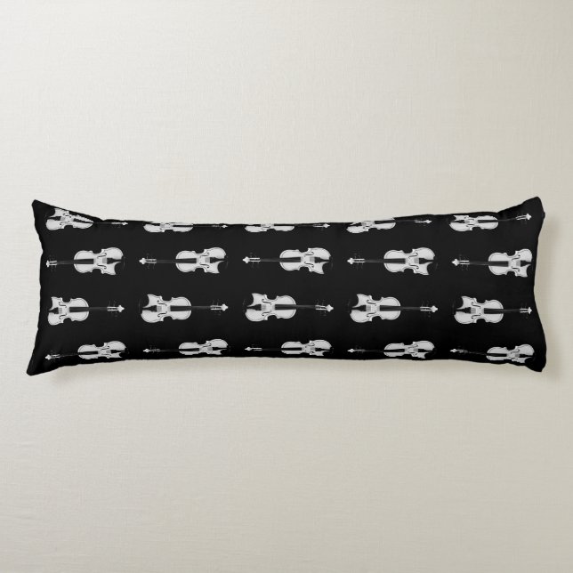 Violin Pattern - Black and White Body Pillow (Front)