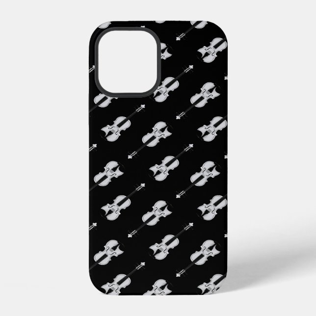 Violin Pattern - Black and White iPhone Case (Back)