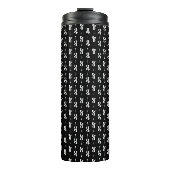 Violin Pattern - Black and White Thermal Tumbler (Front)