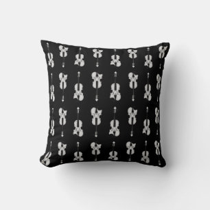 Violin Pattern - Black and White Throw Pillow