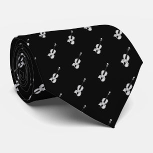 Violin Pattern - Black and White Tie