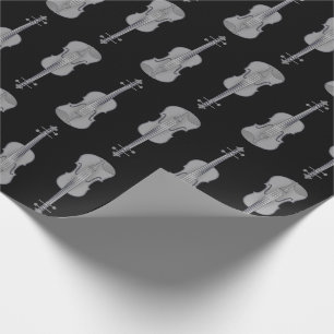 Violin Pattern - Silver and Black Wrapping Paper