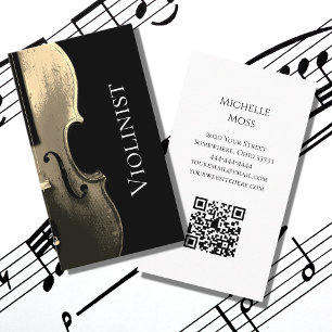 Violin Performer QR code Musical Minimalist Business Card