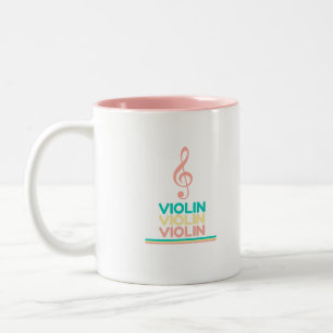 Violin Pink Treble Clef Two-Tone Coffee Mug