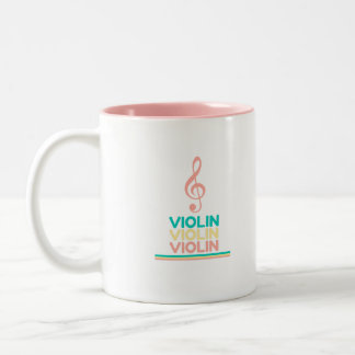 Violin Pink Treble Clef Two-Tone Coffee Mug
