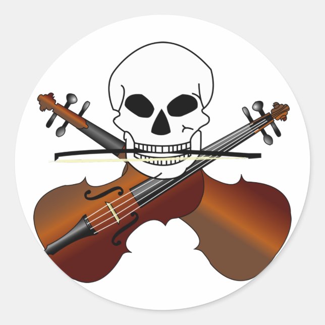 Violin Pirate Classic Round Sticker (Front)