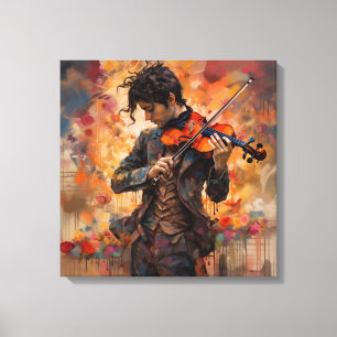 Violin Player at Practice Canvas Print