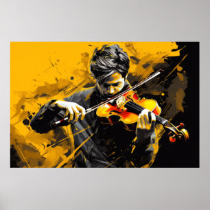 Violin Player Music Painting Abstract Art Decor