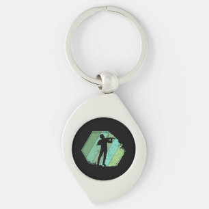 Violin Player Retro Keychain